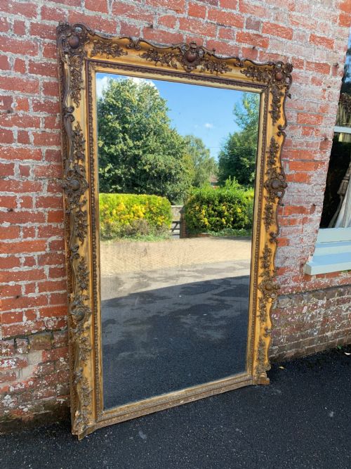 A Spectacular Large Antique 19th Century French Carved Wood & Gesso Original Gilt Mirror.