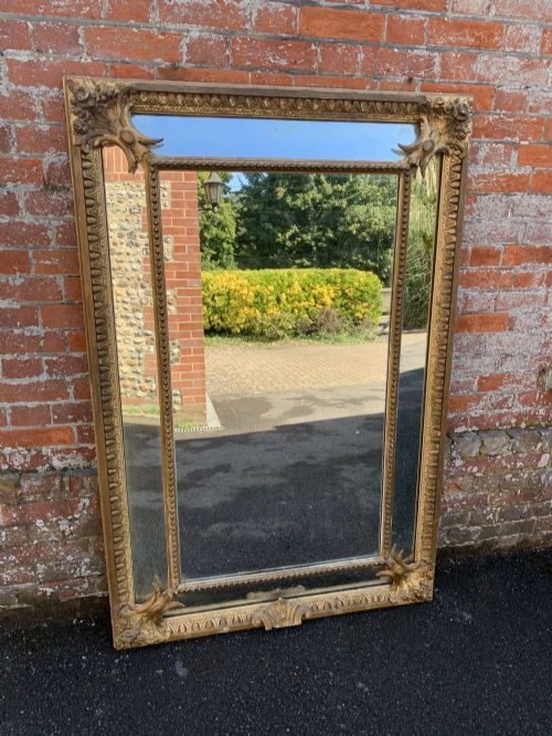 A Superb Large Antique French 19th Century Carved Wood & Gesso Original Gilt Cushion Mirror.
