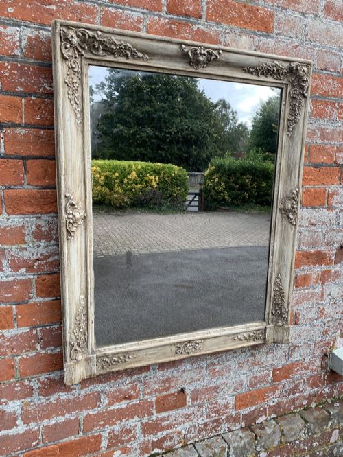 A Superb Highly Useful Size Antique French 19th Century Carved Wood & Gesso Painted Louis Philippe Mirror.