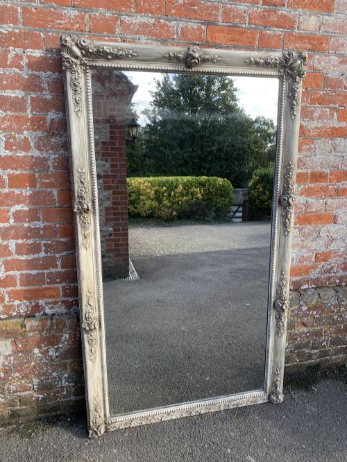 A Delightful Large Antique French 19th Century Carved Wood & Gesso Painted Louis Philippe Mirror.