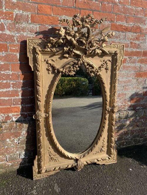 An Absolutely Stunning Large Antique 19th Century French Carved Wood & Gesso Original Gilt Mirror.