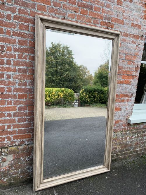 A Stunning Large Antique French 19th Century Carved Wood Painted Plain Mirror.