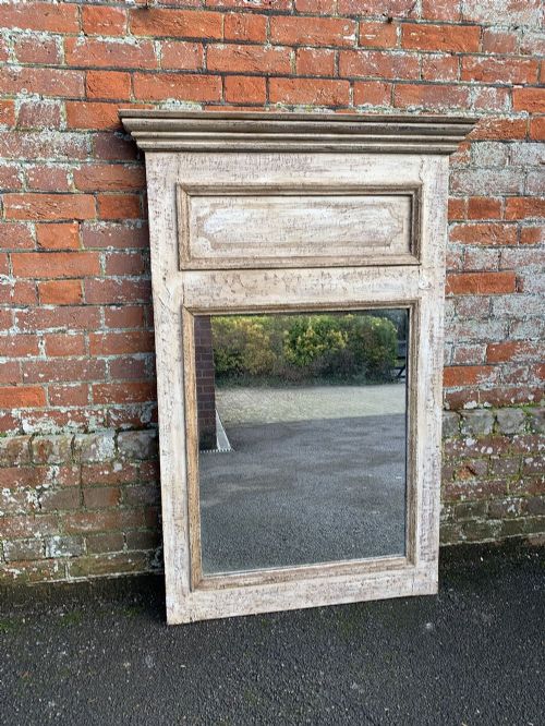 A  Wonderful Antique 19th Century French Carved Wood Distressed Painted Mirror.