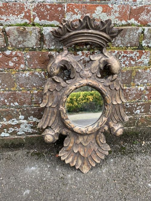 A Wonderful Good Size Antique French 19th Century Carved Wood Ornate Fish Carved Mirror.