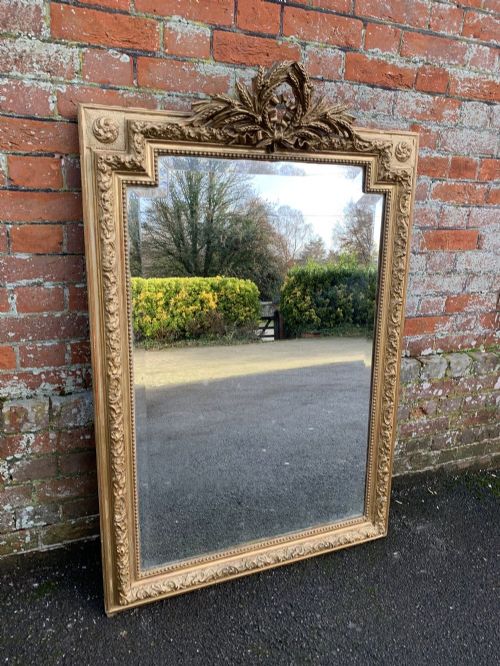 A Wonderful Highly Useful Size Antique French 19th Century Carved Wood & Gesso Original Gilt Mirror.