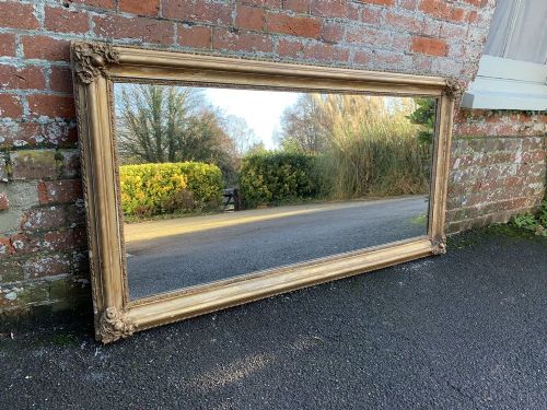 A Stunning Large Antique French 19th Century Carved Wood and Gesso Original Distressed Gilt Mirror.