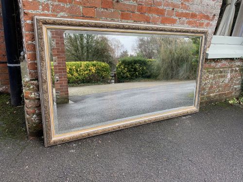 A Stunning Large Antique French 19th Century Carved Wood & Gesso Original Silver/gilt Mirror.