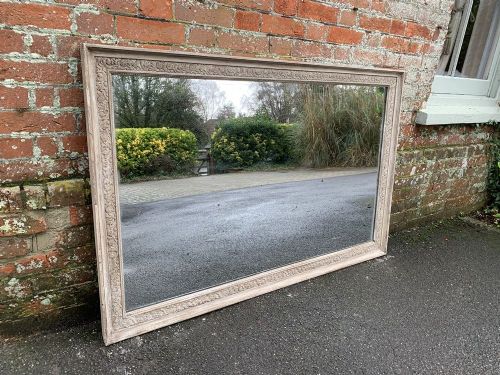 A Wonderful Large Antique French 19th Century Carved Wood & Gesso Painted Mirror.