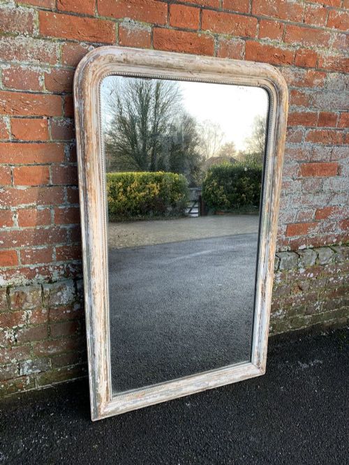 A Wonderful Good Size Antique French 19th Century Carved Wood and Gesso Original Distressed Arched Top Louis Philippe Mirror.