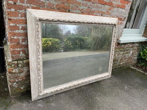 A Stunning Highly Decorative Large Antique 19th Century French Carved Wood and Gesso Painted Mirror.