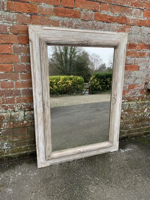 A Highly Useful Antique 19th Century French Carved Wood Painted Mirror.