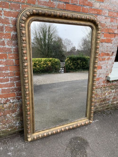 A Wonderful Large Antique Large French 19th Century Carved Wood & Gesso Arched Top Original Gilt Mirror.