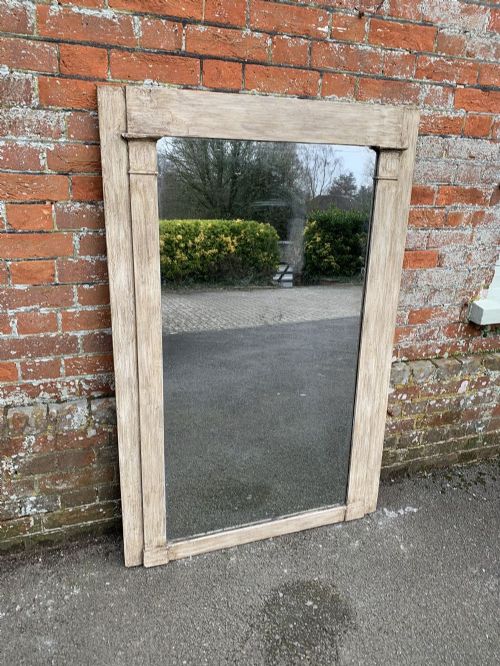 A Fabulous Large Antique French 19th Century Carved Wood Painted Plain Column Mirror.