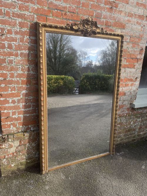 A Spectacular Large Antique French 19th Century Carved Wood and Gesso Original Gilt Mirror.