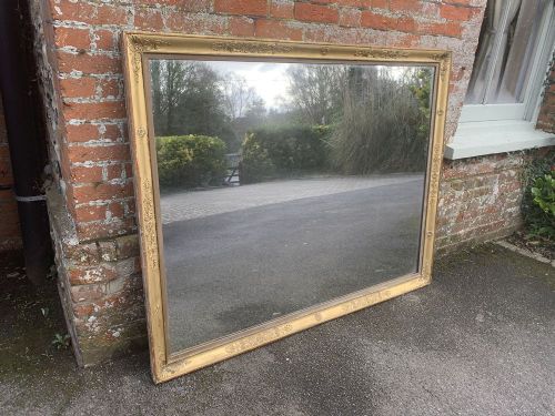A Stunning Large Antique French 19th Century Carved Wood and Gesso Original Gilt Louis Philippe Mirror.