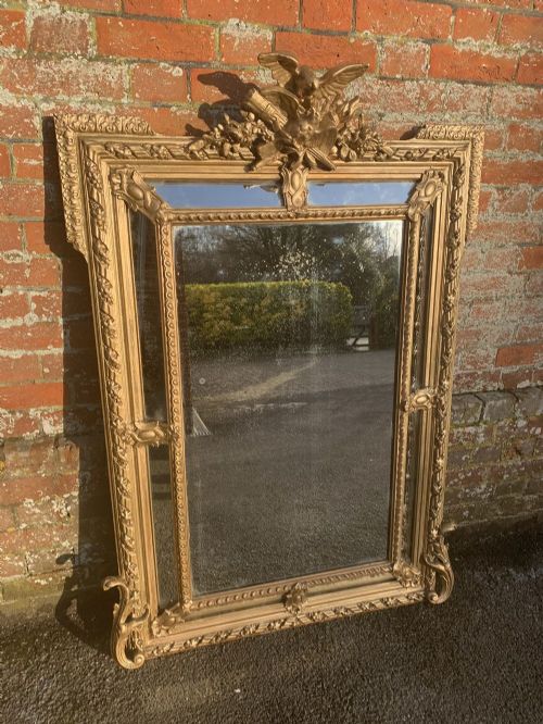 A Wonderful Good Size Antique French 19th Century Carved Wood and Gesso Original Gilt Cushion Mirror.