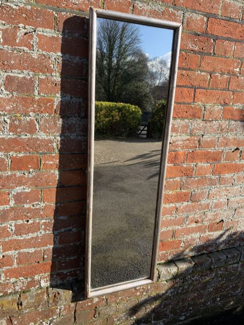 A Good Size Antique French 19th Century Carved Wood & Gesso Original Distressed Silvered Bistro Mirror.