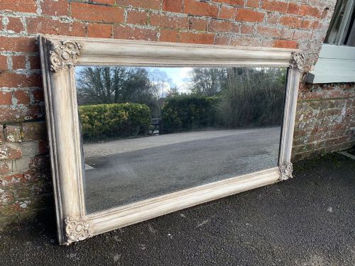 A Fabulous Large Antique French 19th Century Carved Wood & Gesso Painted Louis Philippe Mirror.