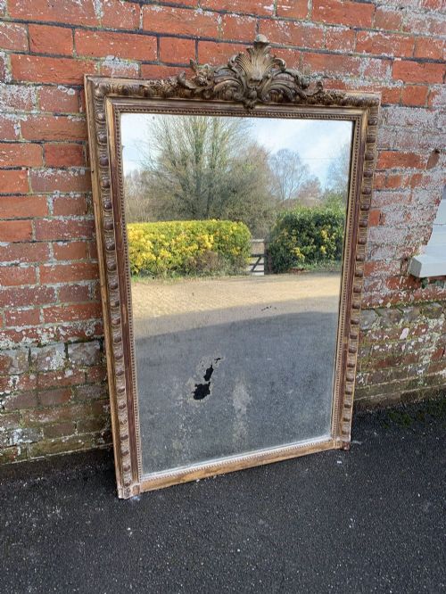 A Delightful Large Antique French 19th Century Carved Wood and Gesso Original Gilt Mirror.