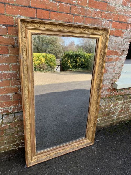 A Stunning Large Antique French 19th Century Carved Wood and Gesso Original Gilt Detailed Framed Mirror.