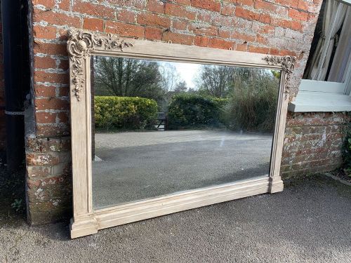 A Superb Large Antique 19th Century English Carved Wood & Gesso Painted Mirror.