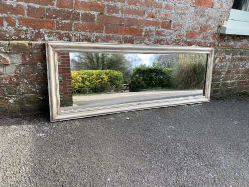 A Good Size Antique French 19th Century Carved Wood & Gesso Plain Painted Mirror.