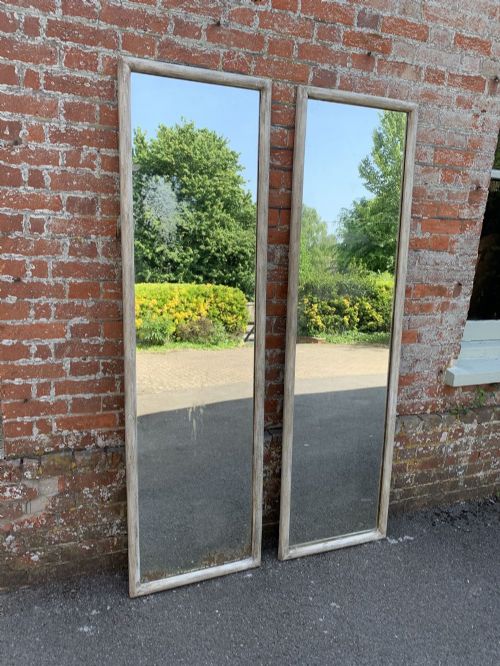 A Stunning Pair of Antique French 19th Century Carved Wood Original Painted Bistro Pier Mirrors.