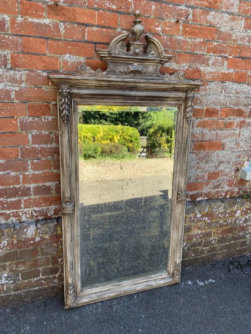 A Highly Decorative Stunning Large Antique 19th Century French Carved Wood and Gesso  Painted Mirror.