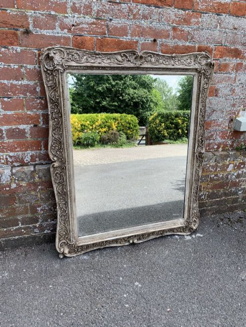A Wonderful Highly Useful Size Antique English 19th Century Wood & Gesso Painted Mirror,