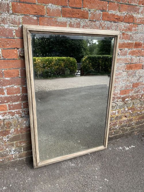 A Highly Useful Size Antique French 19th Century Carved Wood Painted Plain Bistro Mirror.