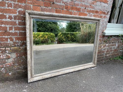 A Superb Large Antique French 19th Century Carved Wood Painted Mirror.