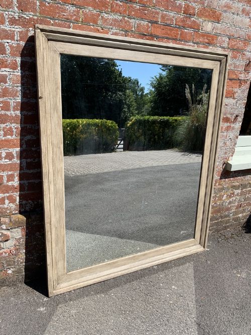 A Superb Large Antique French 19th Century Carved Wood Painted Plain Mirror.