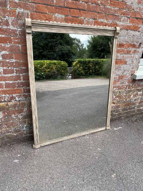 A Wonderful Large Antique 19th English Carved Wood Painted Plain Overmantle Mirror.