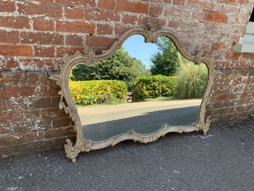 A Delightful Useful Size Italian Early 20th Century Painted Shaped Top Mirror.