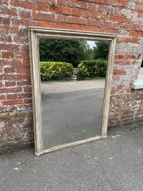 A Fabulous Large Antique French 19th Century Carved Wood and Gesso Painted Rope Twist Framed Mirror.
