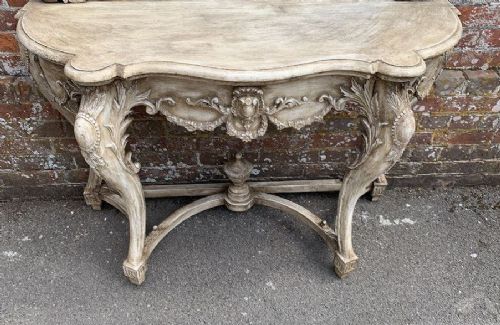 A Superb French  Early 20th Century Carved Wood Painted Console Table