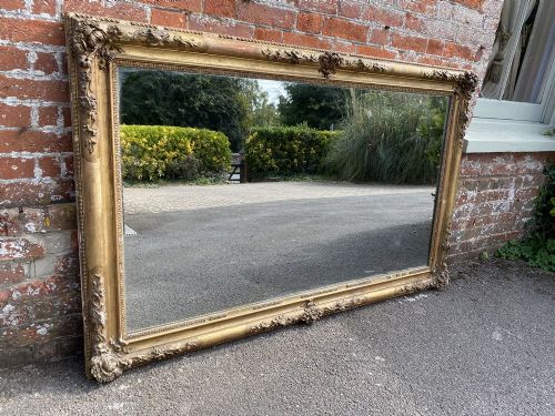 An Exceptional Large Antique French 19th Century Carved Wood & Gesso Original Gilt Ornate Framed Louis Philippe Mirror.
