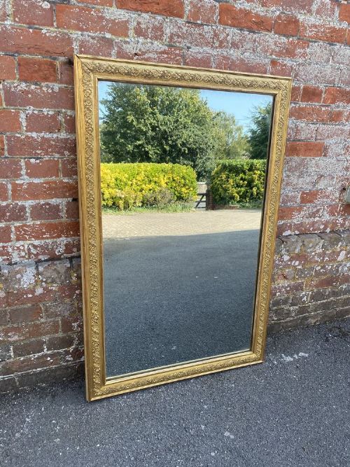 A Fabulous Good Size Antique French 19th Century Carved Wood & Gesso Original Gilt Mirror.
