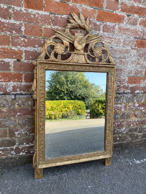 A Delightful Useful Size Early Antique 19th Century Carved Wood and Gesso Original Gilt Italian Mirror.