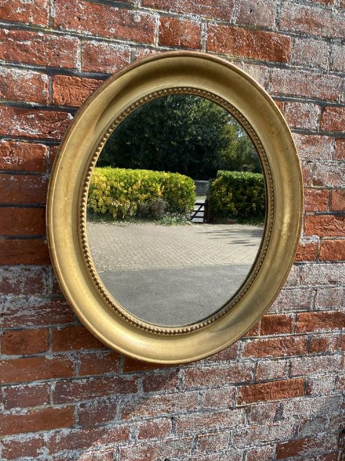 A Superb Good Size Antique French 19th Century Carved Wood & Gesso Original Gilt Plain Oval Mirror.