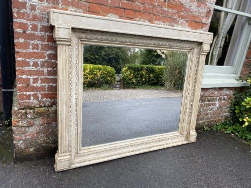 A Highly Decorative Large Early 20th Century English Original Carved Wood and Gesso Painted Tabernacle Mirror.