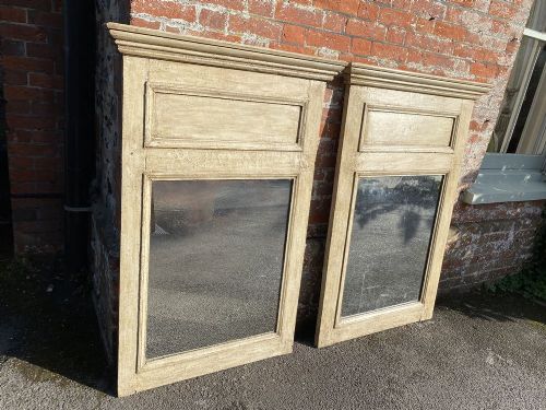 A Stunning Nr Pair of Antique 19th Century French Carved Wood Distressed Painted Mirrors