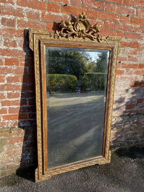 A Stunning Large Antique French 19th Century Carved Wood & Gesso Original Gilt Mirror.