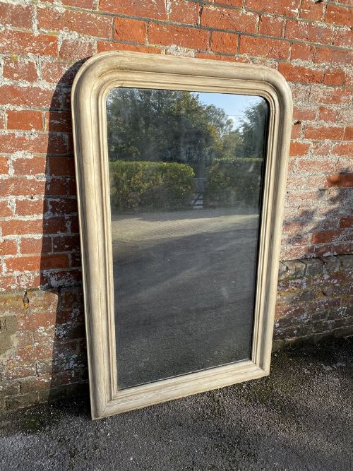 A Wonderful Large Antique French 19th Century Carved Wood & Gesso Arched Top Painted Louis Philippe Mirror.