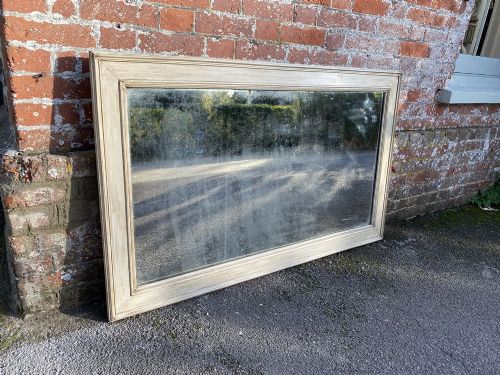 A Stunning Large Antique French 19th Century Carved Wood & Gesso Painted Plain Mirror.