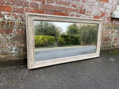 A Fabulous Good Size Antique French 19th Century Carved Wood Painted Mirror.
