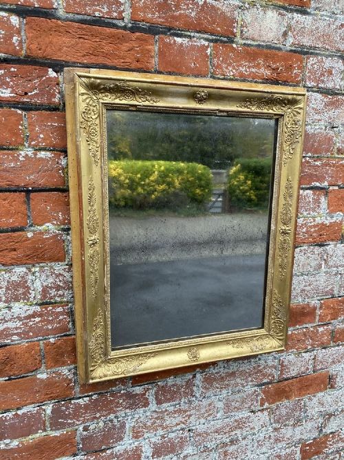 A Delightful Useful Size Antique French 19 Th Century Carved Wood and Gesso Original Gilt Louis Philippe Mirror.