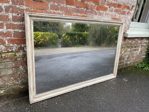 A Superb Large Antique French 19th Century Carved Wood & Gesso Painted Plain Mirror.