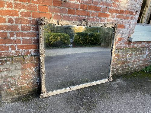 A Superb Large Antique 19th Century English Carved Wood & Gesso Painted Ornate Framed Overmantle Mirror.