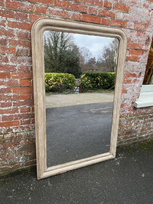 An Exceptional Large Antique 19th Century French Carved Wood and Gesso Arched Top Louis Philippe Mirror.